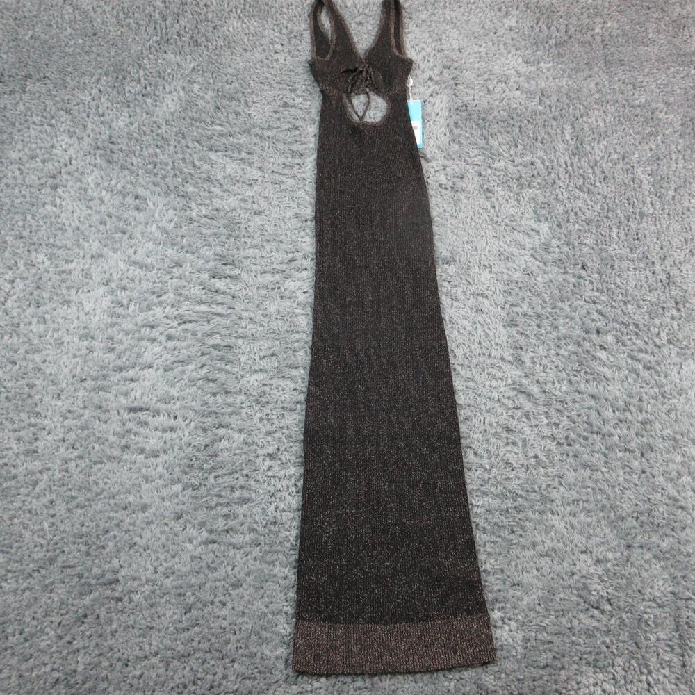 Beach Bunny Dress Womens SM Black Bodycon Maxi Strappy Cut Out Glitter NWT